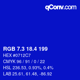 カラーコード: RGB 7.3 18.4 199 | qconv.com