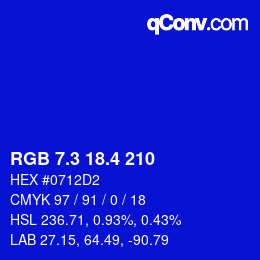 カラーコード: RGB 7.3 18.4 210 | qconv.com