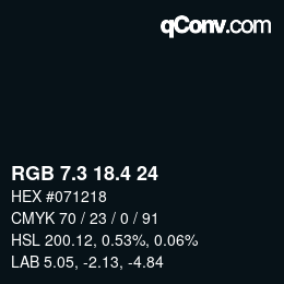 カラーコード: RGB 7.3 18.4 24 | qconv.com