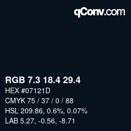 カラーコード: RGB 7.3 18.4 29.4 | qconv.com