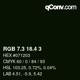 カラーコード: RGB 7.3 18.4 3 | qconv.com