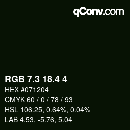 カラーコード: RGB 7.3 18.4 4 | qconv.com