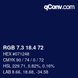 カラーコード: RGB 7.3 18.4 72 | qconv.com
