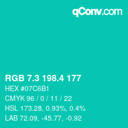 カラーコード: RGB 7.3 198.4 177 | qconv.com