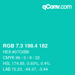 カラーコード: RGB 7.3 198.4 182 | qconv.com