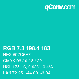 カラーコード: RGB 7.3 198.4 183 | qconv.com