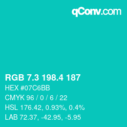 カラーコード: RGB 7.3 198.4 187 | qconv.com