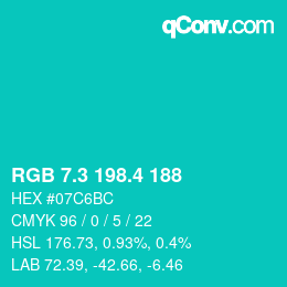 カラーコード: RGB 7.3 198.4 188 | qconv.com