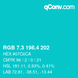 カラーコード: RGB 7.3 198.4 202 | qconv.com