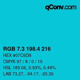 カラーコード: RGB 7.3 198.4 216 | qconv.com