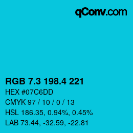 カラーコード: RGB 7.3 198.4 221 | qconv.com