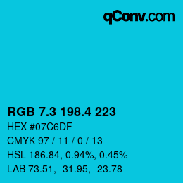 カラーコード: RGB 7.3 198.4 223 | qconv.com