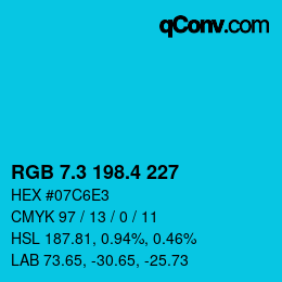カラーコード: RGB 7.3 198.4 227 | qconv.com