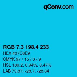 カラーコード: RGB 7.3 198.4 233 | qconv.com