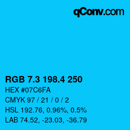 カラーコード: RGB 7.3 198.4 250 | qconv.com