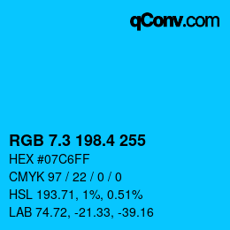 カラーコード: RGB 7.3 198.4 255 | qconv.com