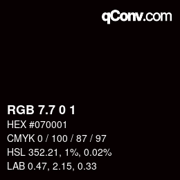 カラーコード: RGB 7.7 0 1 | qconv.com