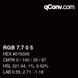 カラーコード: RGB 7.7 0 5 | qconv.com