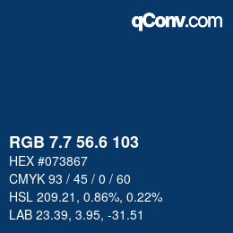 カラーコード: RGB 7.7 56.6 103 | qconv.com