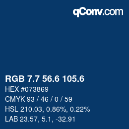カラーコード: RGB 7.7 56.6 105.6 | qconv.com