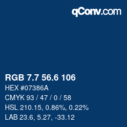 カラーコード: RGB 7.7 56.6 106 | qconv.com