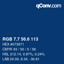 カラーコード: RGB 7.7 56.6 113 | qconv.com