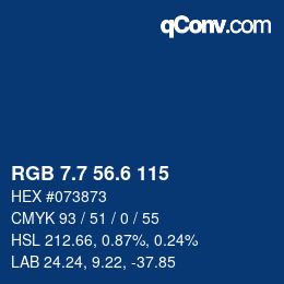 カラーコード: RGB 7.7 56.6 115 | qconv.com
