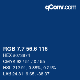 カラーコード: RGB 7.7 56.6 116 | qconv.com