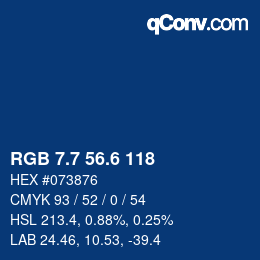 カラーコード: RGB 7.7 56.6 118 | qconv.com