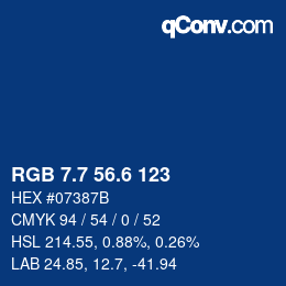 カラーコード: RGB 7.7 56.6 123 | qconv.com