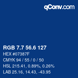 カラーコード: RGB 7.7 56.6 127 | qconv.com