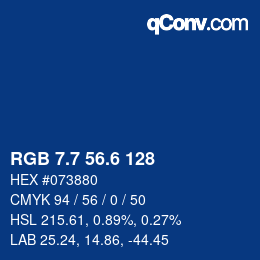 カラーコード: RGB 7.7 56.6 128 | qconv.com