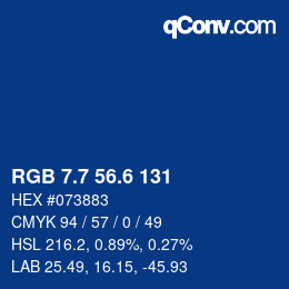 カラーコード: RGB 7.7 56.6 131 | qconv.com
