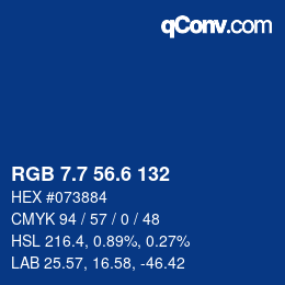 カラーコード: RGB 7.7 56.6 132 | qconv.com