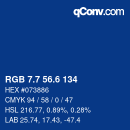 カラーコード: RGB 7.7 56.6 134 | qconv.com