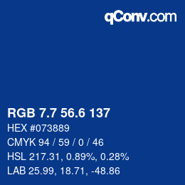 カラーコード: RGB 7.7 56.6 137 | qconv.com