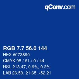 カラーコード: RGB 7.7 56.6 144 | qconv.com