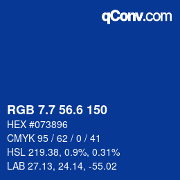 カラーコード: RGB 7.7 56.6 150 | qconv.com