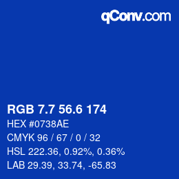 カラーコード: RGB 7.7 56.6 174 | qconv.com