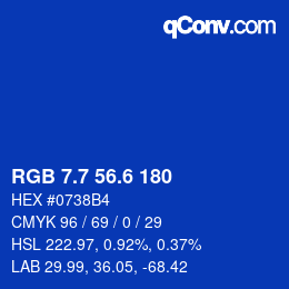 カラーコード: RGB 7.7 56.6 180 | qconv.com