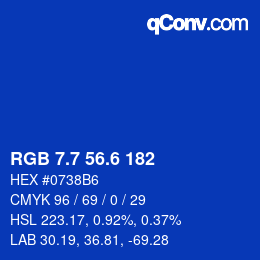 カラーコード: RGB 7.7 56.6 182 | qconv.com