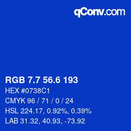 カラーコード: RGB 7.7 56.6 193 | qconv.com