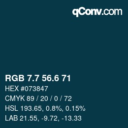 カラーコード: RGB 7.7 56.6 71 | qconv.com