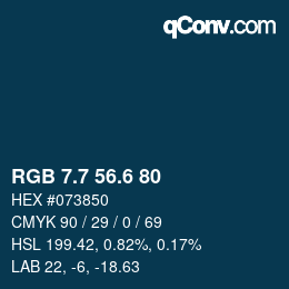 カラーコード: RGB 7.7 56.6 80 | qconv.com