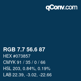 カラーコード: RGB 7.7 56.6 87 | qconv.com