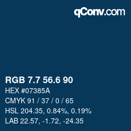 カラーコード: RGB 7.7 56.6 90 | qconv.com