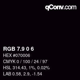 Color code: RGB 7.9 0 6 | qconv.com