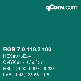 カラーコード: RGB 7.9 110.2 100 | qconv.com