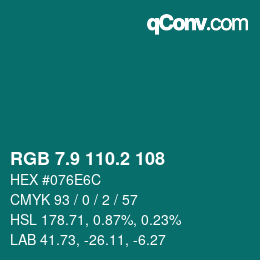 Código de color: RGB 7.9 110.2 108 | qconv.com
