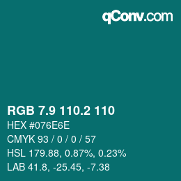 カラーコード: RGB 7.9 110.2 110 | qconv.com